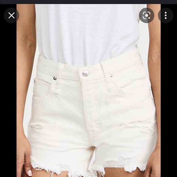 Free people size 27 white button up denim cutoff shorts - Picture 1 of 5